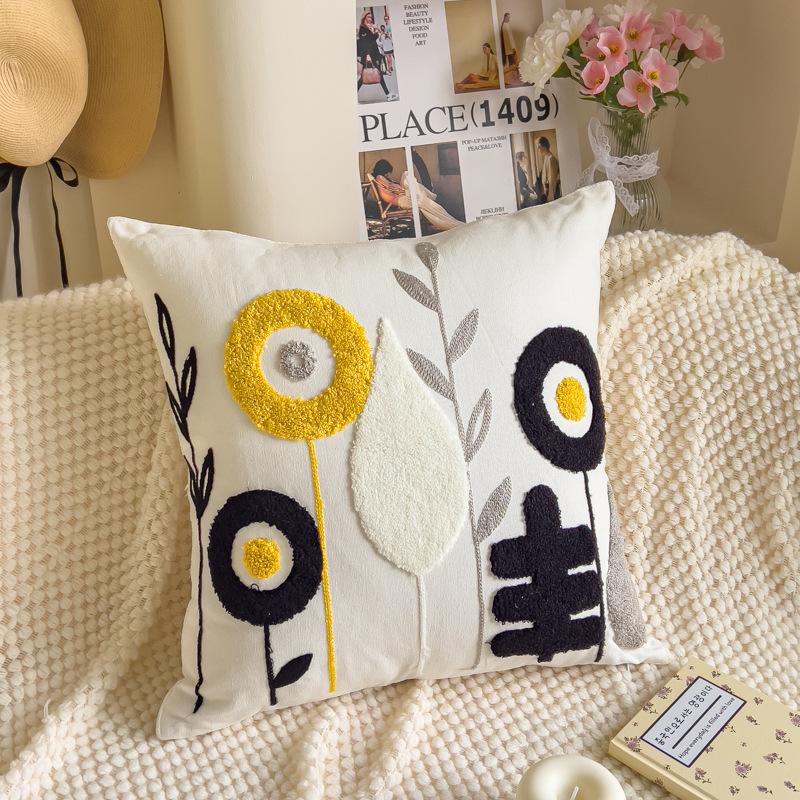 1PC Plant Flower Pattern Polyester Cushion Cover, Pillow Cover, Room Decor, Bedroom Decor, Sofa Decor, Collectible Buildings Accessories