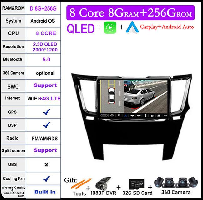 For Subaru Outback 4 BR Logacy 5 2009-2014 Car Radio Multimedia Video Player Auto GPS NavigationBluetooth WiFi QLED screen