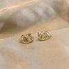 Unique Horse Theme Ear Studs Gold Finish and Stones Adorned for Parties Formal Event Elegant