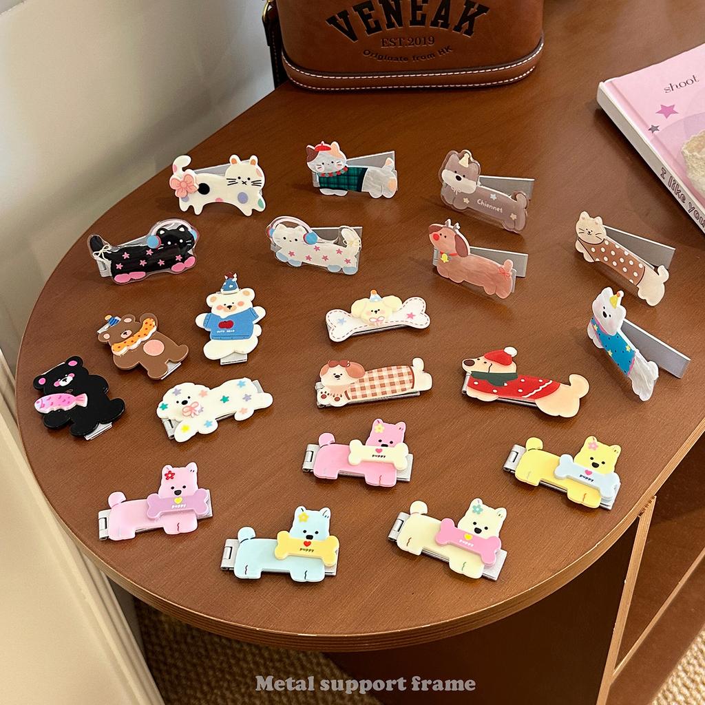 Cute cat puppy metal holder, mobile phone case, lazy holder, ultra-thin paste mobile phone holder, portable hard cartoon