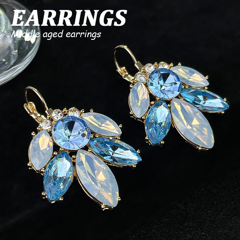 Boucles d'oreilles pendantes Zircon Fleur Colorée pour Femmes, Boucles d'oreilles pendantes Statement pour Fête & Usage Quotidien