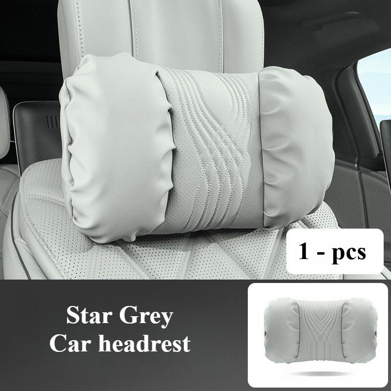 HQZQB1 Luxury Nappa Leather Car Neck Pillow and Seat Pillow Soft Car Headrest Waist Pillow Seat Accessories Car Headrest and Lumbar Set