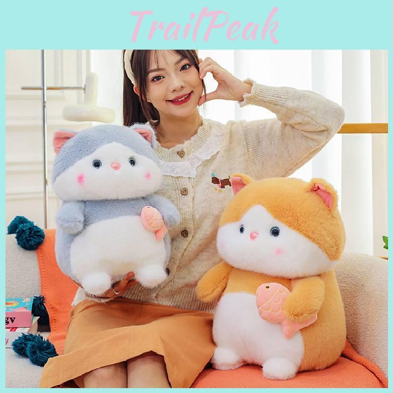 Cat Eating Fish Plush Toys Cartoon Stuffed Dolls Room Decorations Kid Simulation