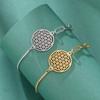 Dawapara Flower of Life Women Bracelet Mandala Sacred Geometry Yoga Meditation Amulet Stainless Steel Jewelry