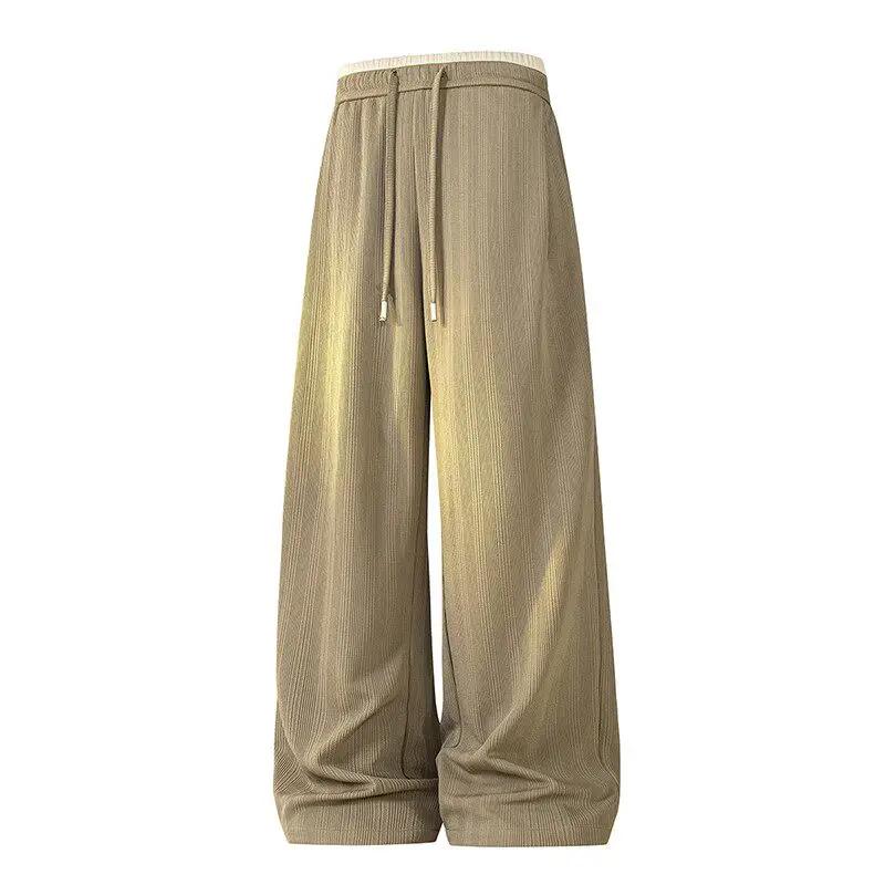 

Spring Men Fashion Casual Long Pants Loose Straight Trousers Men Breathable Thin All Match Daily Pants Solid Color Streetwear Bottoms 3XL хакі