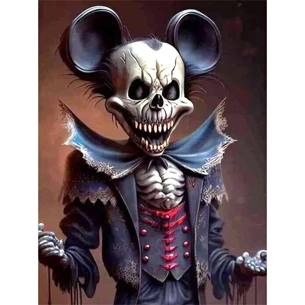 

Disney Diamond Painting Dark Skull Mickey Mouse 5D Mosaic Art DIY Cross Stitch Embroidery Set Full Diamond Home Decor Gift Round 20x30cm