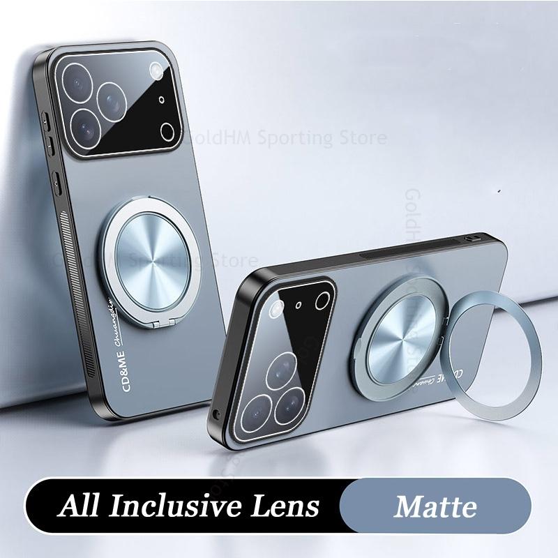360° Ständer Handy Matte Hülle Für iPhone 17 16 Pro Max Linsenschutzfolie Ringständer Hülle Für Apple 17 Air 15 Pro 14 Pro Max
