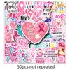50 Waterproof Pink Inspirational Stickers: Boost Positive Energy & Resilience with 50 Sheets for Planners or Resin Decorations.