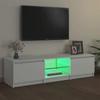 vidaXL Meuble TV avec éclairage LED, Blanc, 140x40x36 cm, Panneaux de bois & verre trempé, Support TV jusqu’à 60" 804292