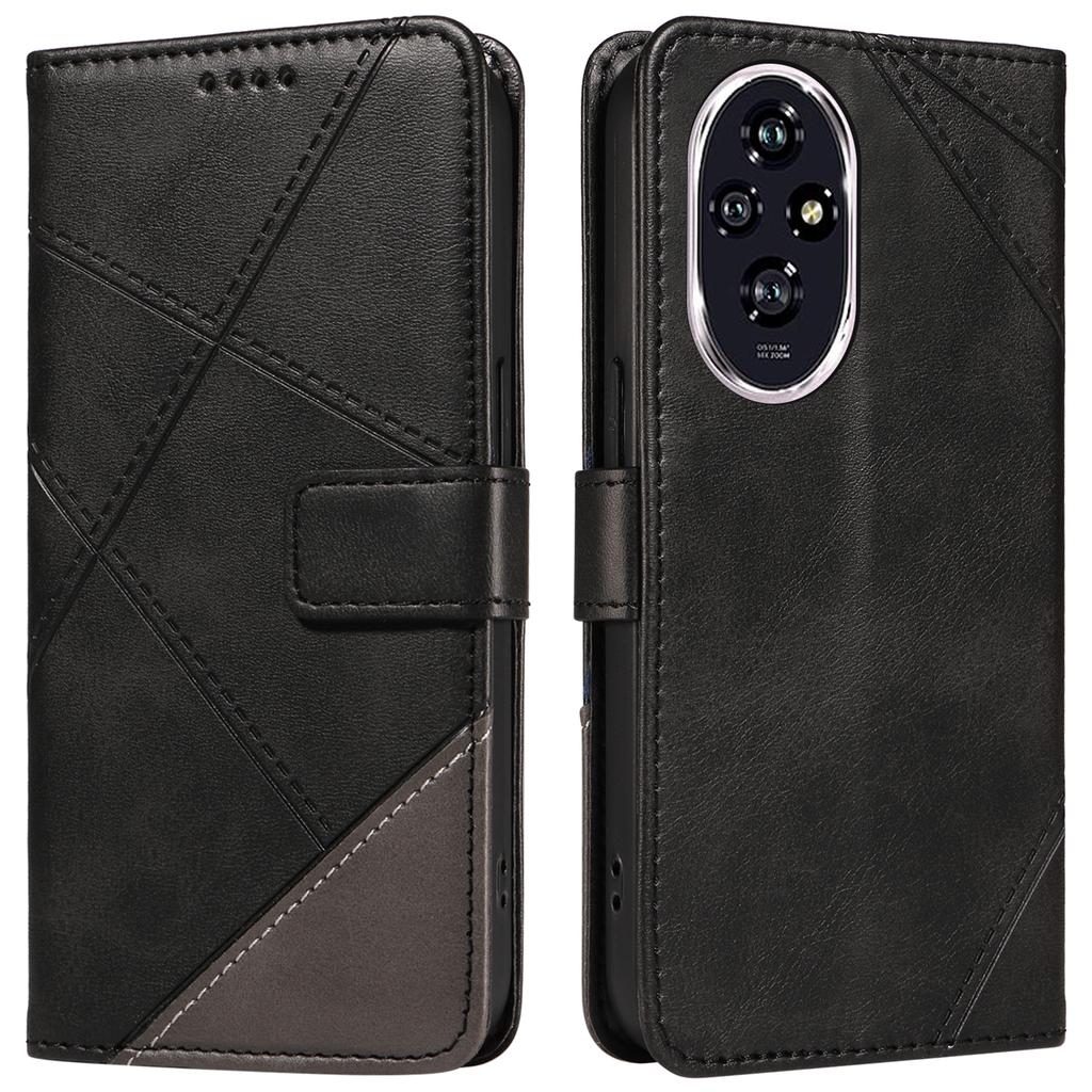 Für Honor 200 5G Brieftasche Hülle Geometrische Linie Flip Leder Handyhülle Kalbstextur