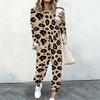 Ladies Long Sleeve Crew Neck Blouse And Elastic Waist Wide Leg Trousers Two Piece Indoor Leisure Suit