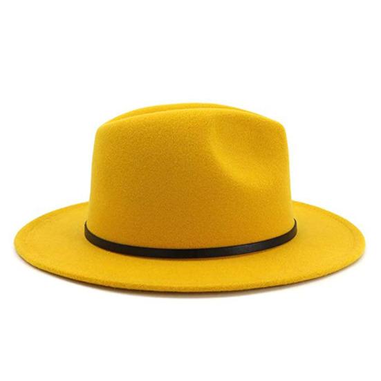 Jazz Cap Wide Brim Breathable Solid Color Fedora Hat Winter Floppy Women Cap Streetwear