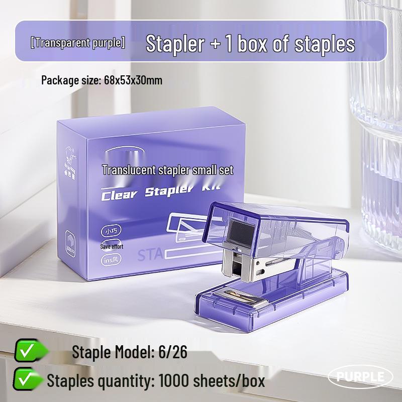 Kaba Bear Transparent Mini Stapler – Ideal for Students & Teachers, Portable Office Stapler