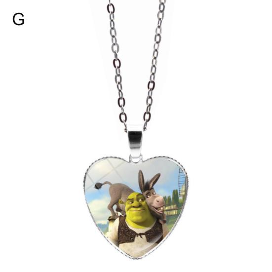 Pendant Necklace Heart Cartoon Shrek Pattern Jewelry Bright Luster Adjustable Necklace for Birthday