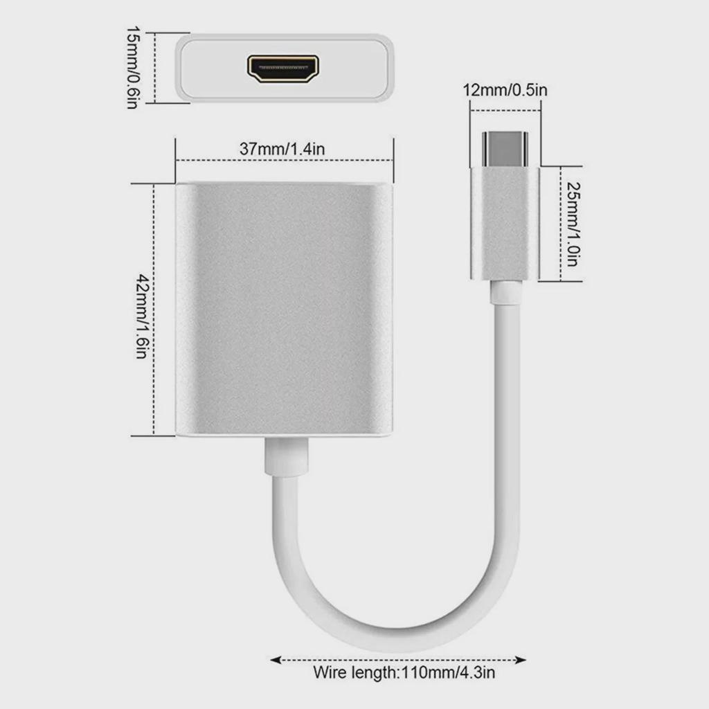 Type-C to 4K/30Hz HDMI Adapter Cable for Tablets and Notebooks