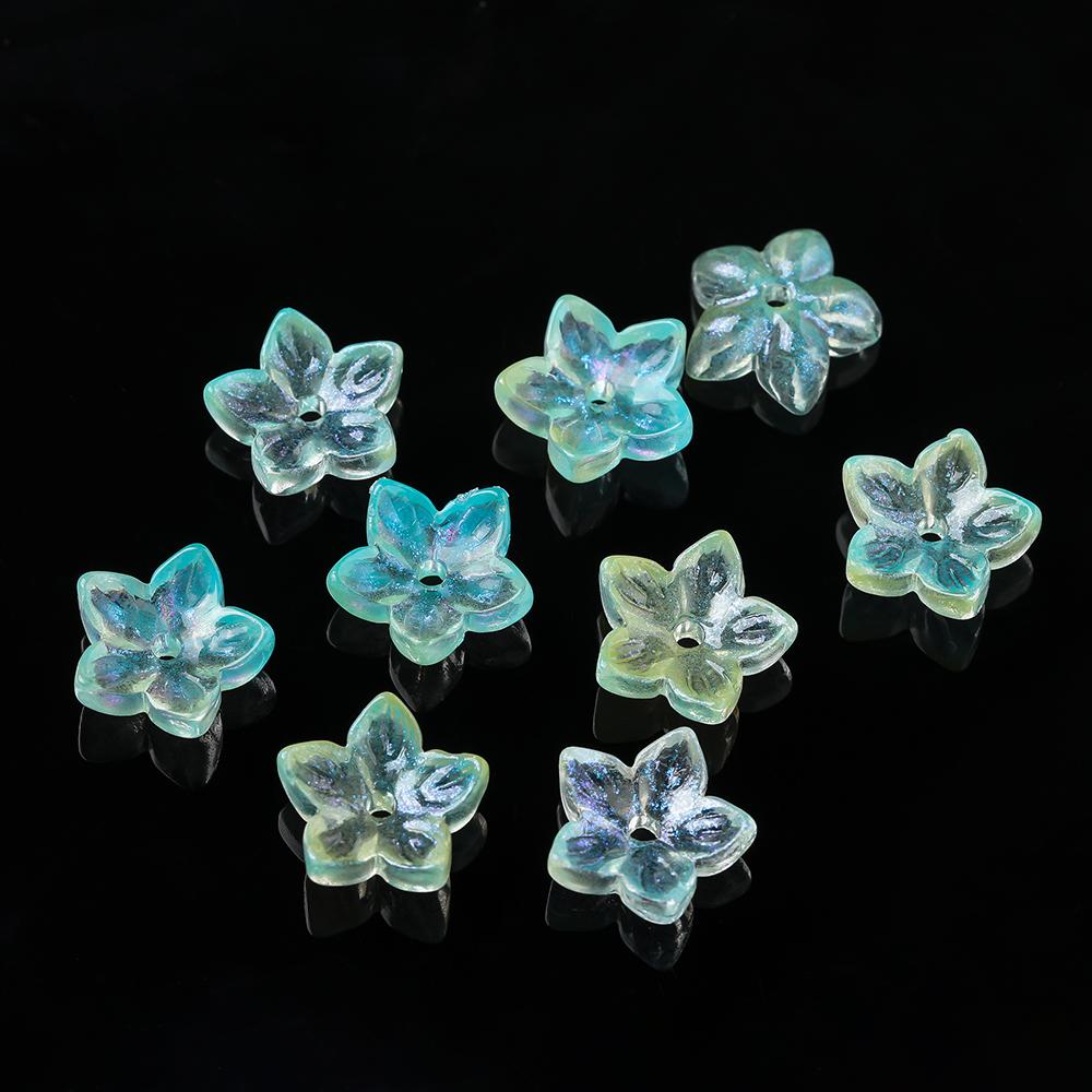 20pcs Glass Flower Shaped Beads Caps Five Petaled Flowers Loose Spacer Beads for DIY Jewelry Making Bracelet Necklace Supplies