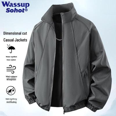 Wassup Sohot Men's American Style Stand-Collar Bomber Jacket