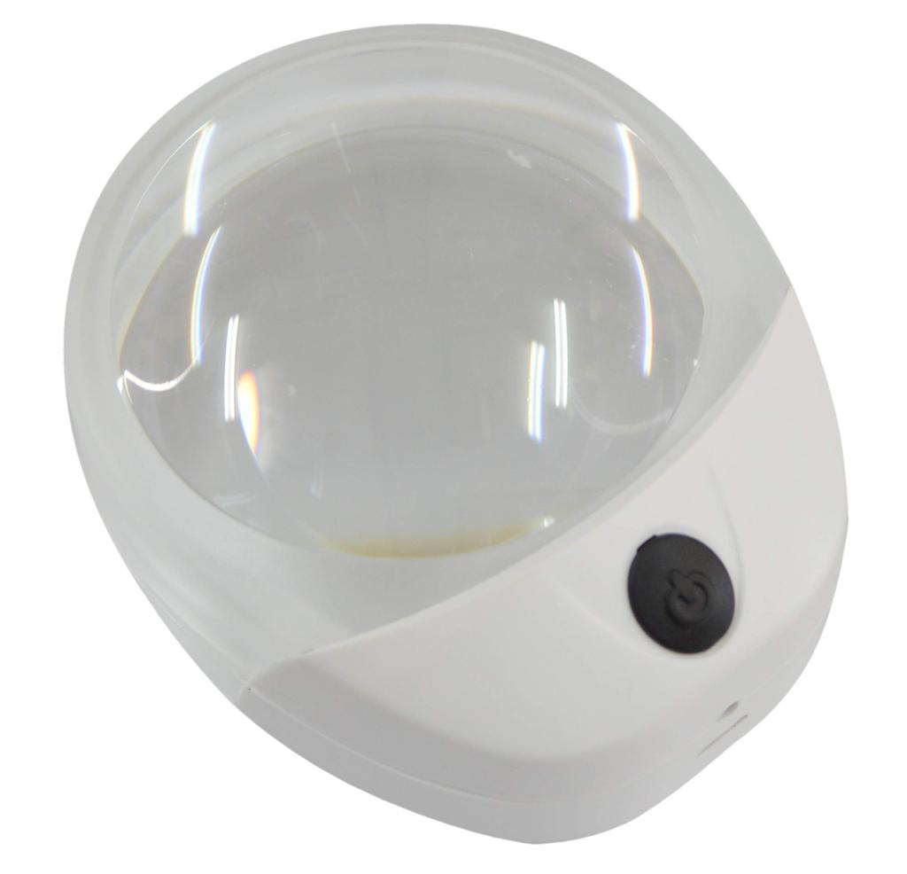 TSK DS-1 Oppladbar Bordlupe med 10x Forstørrelse og LED-lys, Hvit, 8,5 x 7,3 x 4,3 cm