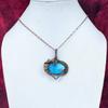 Tibetan Turquoise Pendant Handmade Pendant Copper Wire Wrapped Gemstone Jewelry