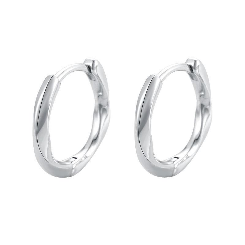S925 Sterling Silver Women's Twisted Circle Ear Cuffs, Geometric Irregular Earrings