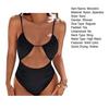 Einteiliger Badeanzug für Damen, Sling, hohe Taille, hohl, Monokini, einfarbig, schnelltrocknend, elastischer Stoff, Strandmode mit Brustpolster