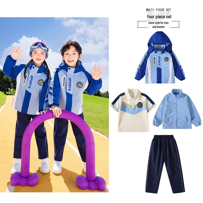 2025 Children's Windproof Winter Jacket & School Uniform 3-Piece Set for Kindergarten & Elementary Sports Day
