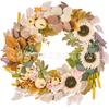 Harvest Wreath With Pumpkins Berries Vine Circle Halloween Thanksgiving Door Decor