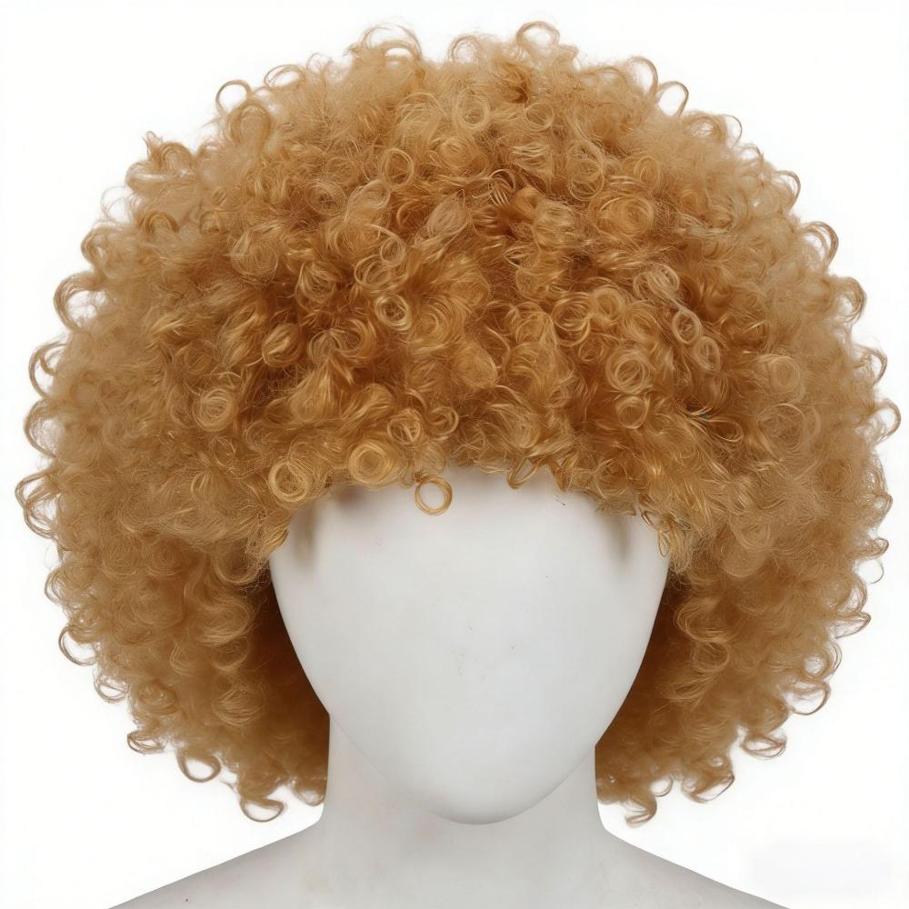 Capelli Ricci Ondulati Corti Colorati Resistenti al Calore Tifoso di Calcio Che Indossa Parrucche Halloween