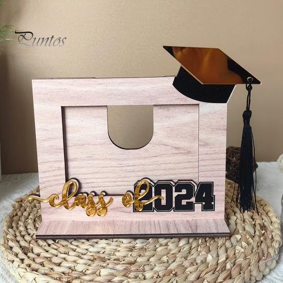 Prémiový 3D Dřevěný stůl Maturitní téma Bakalářský klobouk Dekor písma Display Forma Festival dekorace dárek