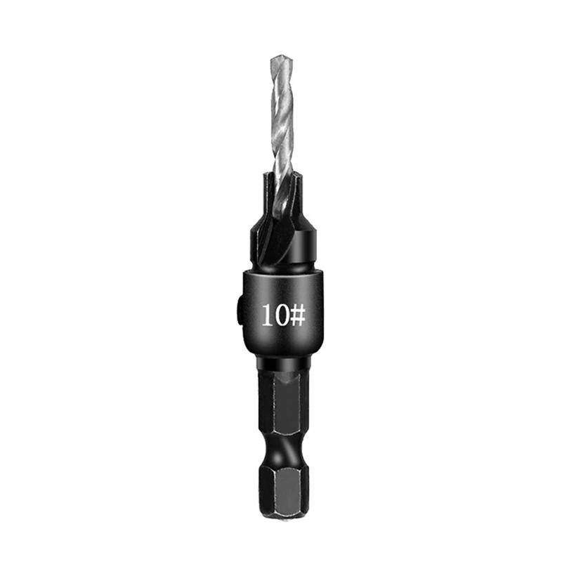 #5 #6 #8 #10 #12 Woodworking Hole Opener Hexagonal Screw Hardware Tool Countersink Drill Bit Taper Hole Drilling and Reaming