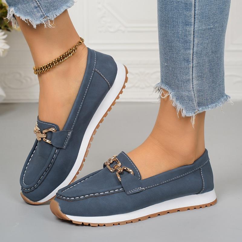 Casual Metal Buckle One Step Down Plus Size Shoes Breathable Lightweight Spring Autumn Single Shoes Joyful Shoes for Adults