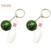 TE 2Pcs Mini Simulation Bowling Ball Keychain Bag Pendant Car Key Ring Accessories