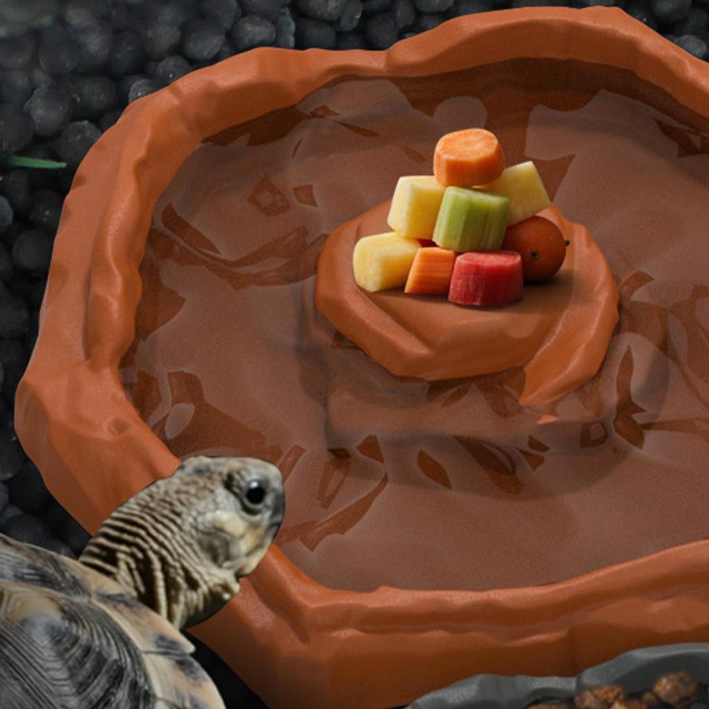 Tortoise Water Dish Reptile Bath Basin Anti-Slip Turtle Water Food Dish with Ramp for Aquarium Tank Terrarium for Gecko Snake