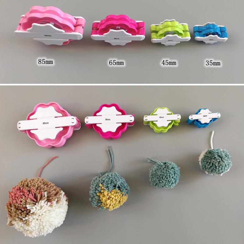Home Sewing Accessories Crochet 4pcs/Set Flower Shape Fluffy Ball DIY Sewing Weaver Needle Pom Pom Maker Craft Knitting Tools