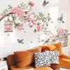 Creative Tree Branch, Bird, And Peach Blossom Wall Stickers For Living Room And Bedroom Decoration