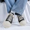 Fashion 2025 New Students' Casual Sports Shoes 38-46, Thick Anti-Slip Sole Lace-up with Black-White Color Simple Versatile Campus Style