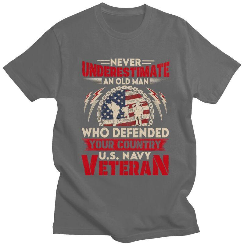 Custom US Navy Veteran T Shirt Men Short Sleeve Veteran Day Patriotic Tshirt Casual Tee Tops Pure Cotton Slim Fit Tshirt