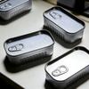 1/2 Peças Lata de Sardinha em Formato de Caixa de Armazenamento Portátil Material Metálico Pote Selado com Tampa para Guardar Itens Pequenos Artigos Domésticos