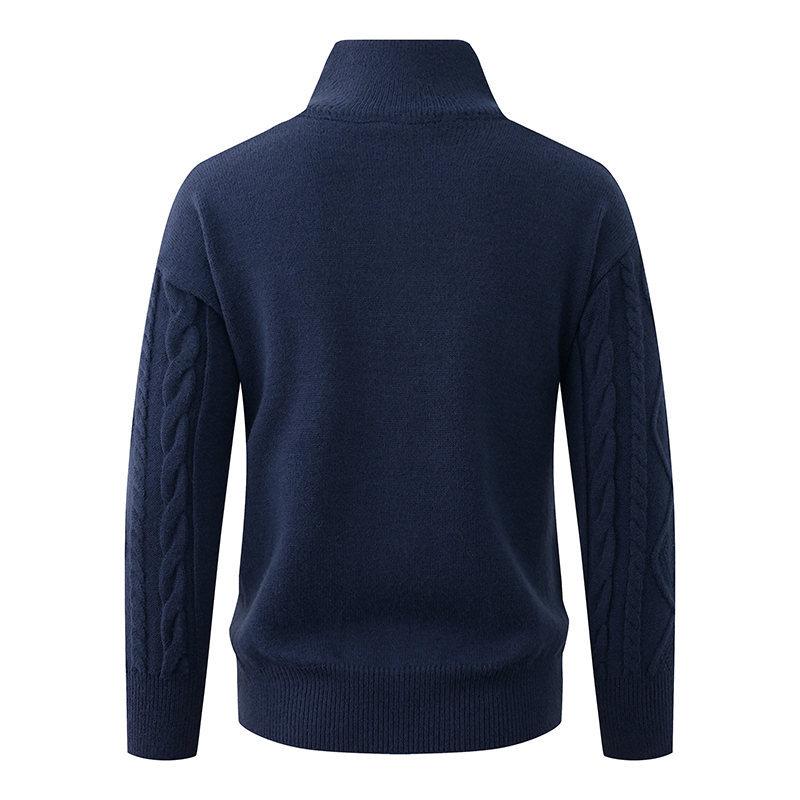 Men's Fall Winter Loose Fit Thick Knit Cardigan Sweater with Lapel Collar for Casual Layering