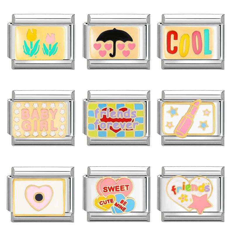 Ručně vyráběný italský kreslený náramek s ocelovým dnem: Roztomilé, Kreativní, DIY Šperkové Doplňky