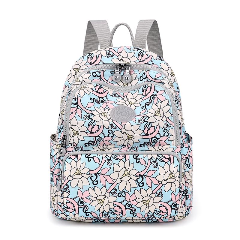 Printed Nylon Backpack Lightweight Travel Backpack