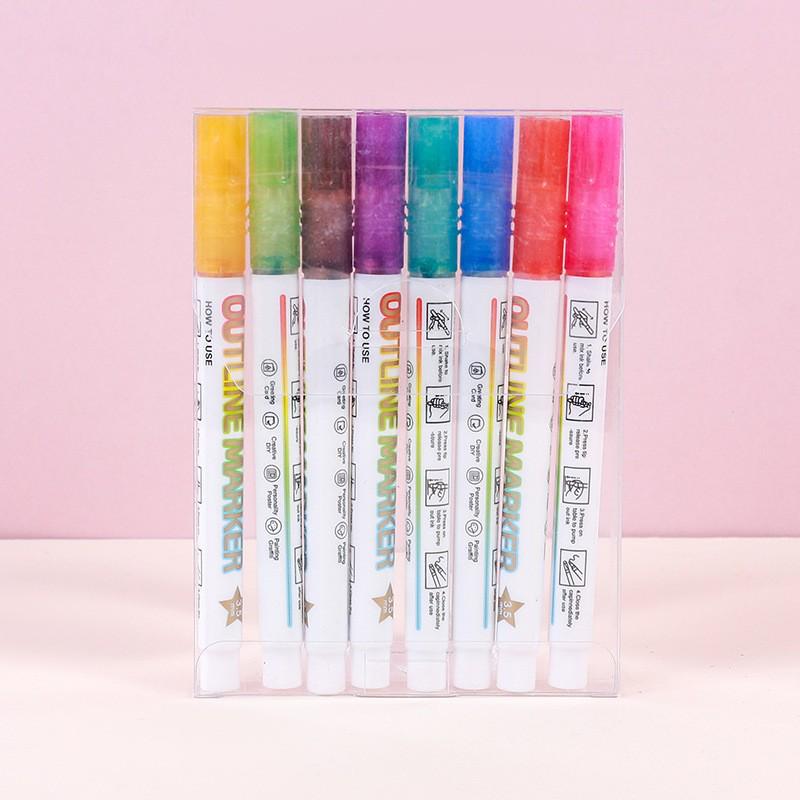 Traum-Doppellinien-Metall-Umriss-Tagebuchstift - 36 fluoreszierende Farben