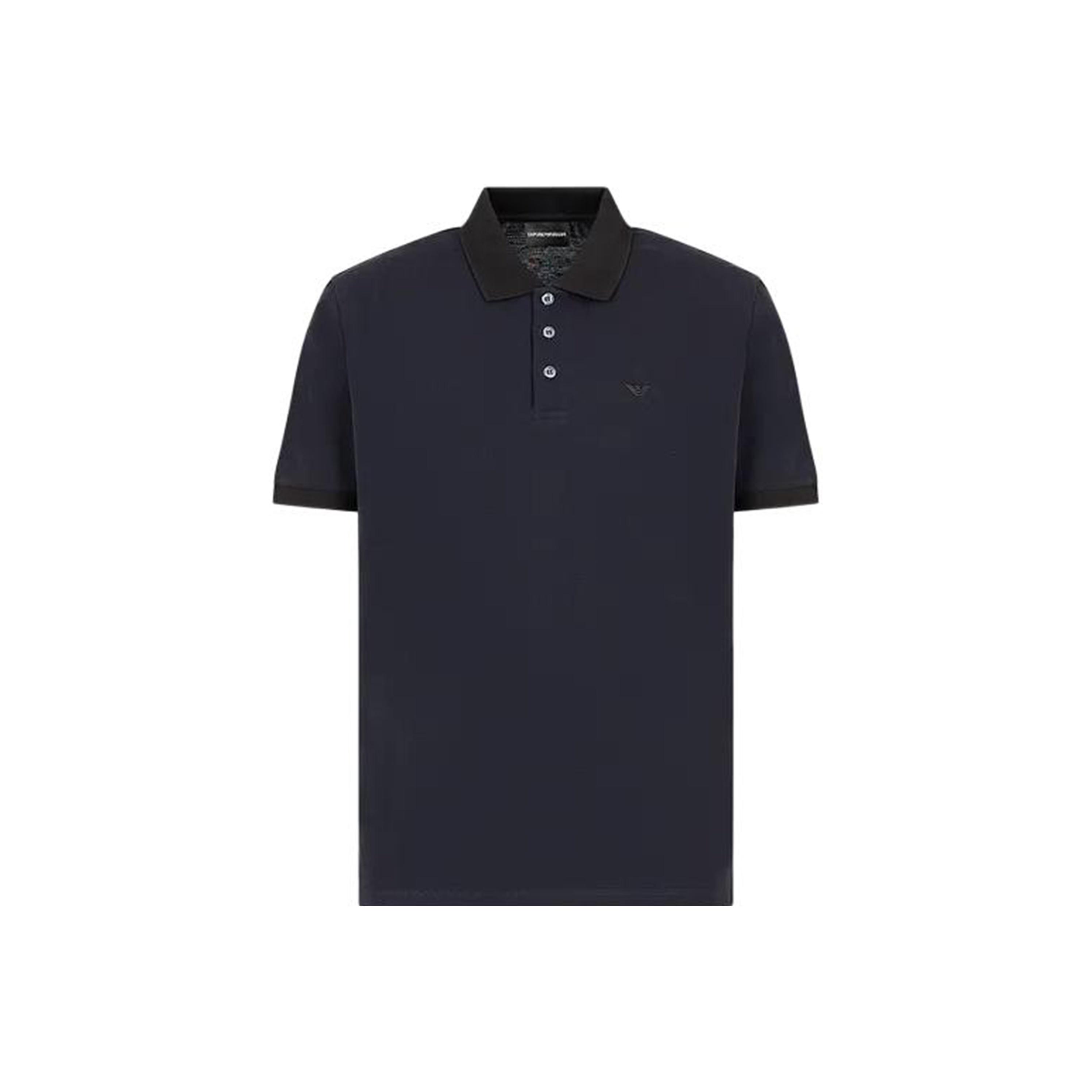 Emporio Armani Logo Embroidered Short Sleeve Polo Shirt Men polo shirts Navy-Blue 3D1FM1-1JTKZ-0920 S