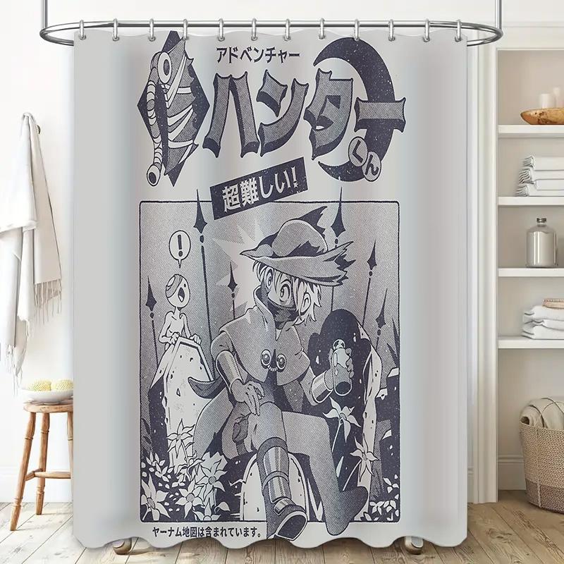 Anime Shower Curtain Japanese Otaku Decor Manga Bathroom Decor Washable Home Textile Tapestry Wall Hanging Gift Idea