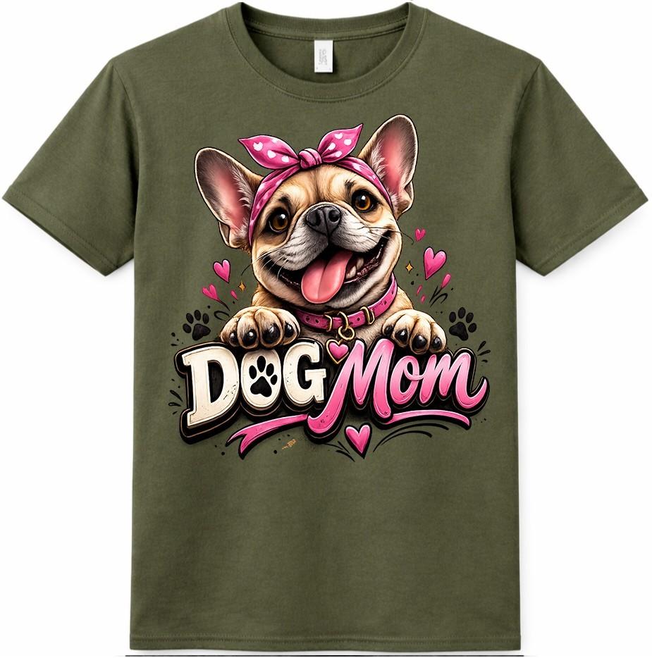 Dog Mom French Bulldog T-Shirt Cute Pet Lover Heart Design Graphic Tee