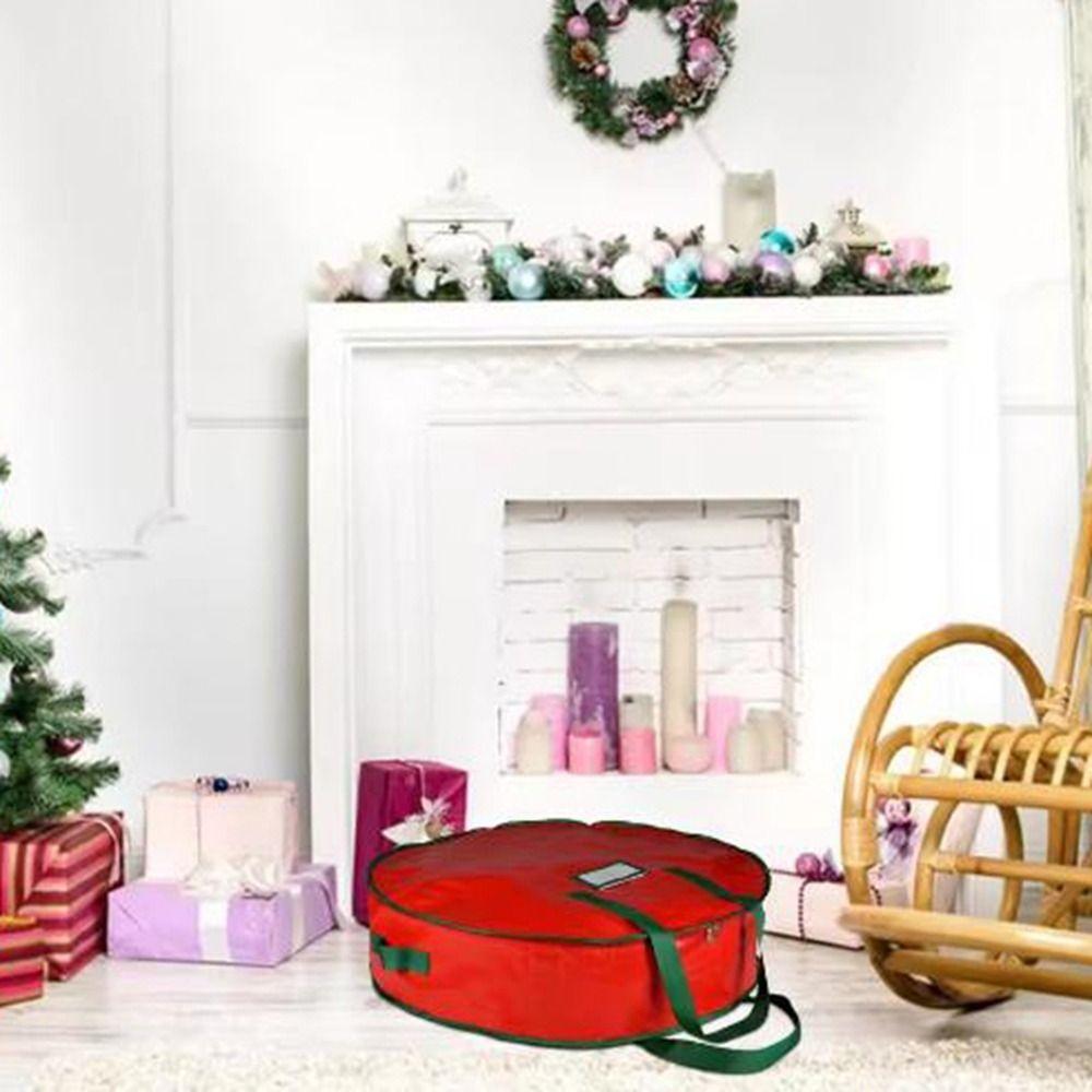 Red Garlands Storage Bag Large Capacity Xmas Wreath Storage Case  Festival