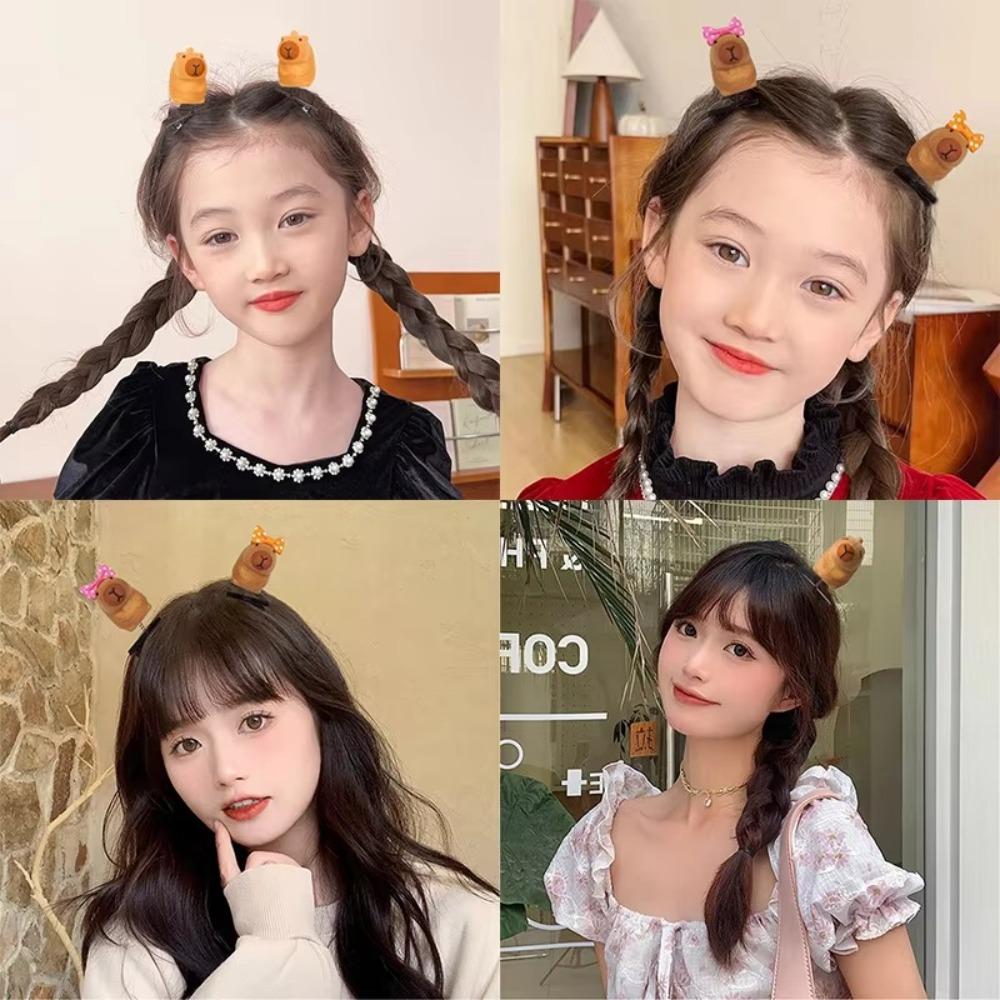 6pcs Kawaii Capybara Spring Hair Clip 3D Plush Hairpin Children Headwear  Photo Prop