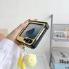 For Samsung Galaxy Z Flip6 5G Case Cute Dog Hinge Protection Litchi Texture Phone Cover with Wrist Strap