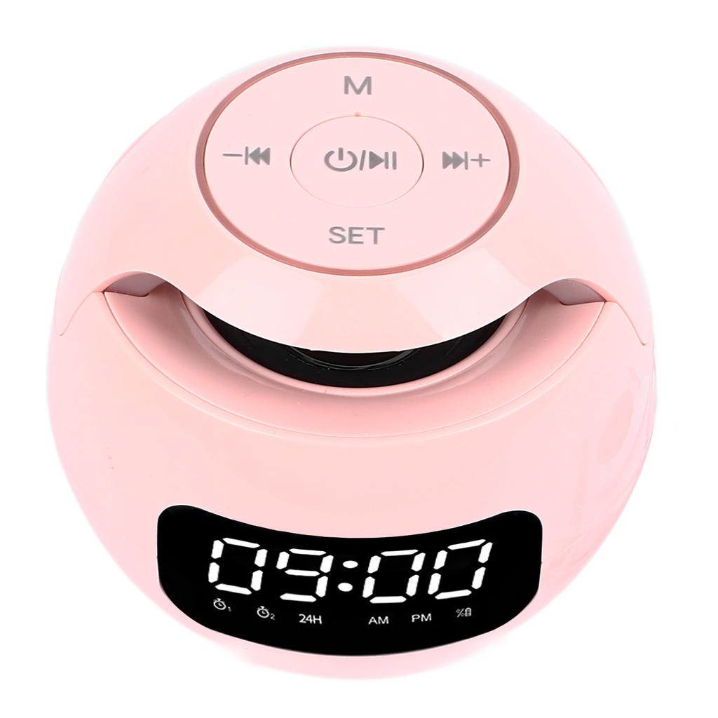 Bluetooth Clock Speaker Round Small Support Memory Card Wireless Alarm Clock Speaker with Radio Night Light