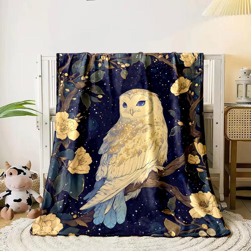 Sternennacht Blumeneule Decke Schlafzimmerdecke für Wohnzimmer Sofa Mittagspause Weiche Kuscheldecke für Freundes Festival Geschenk